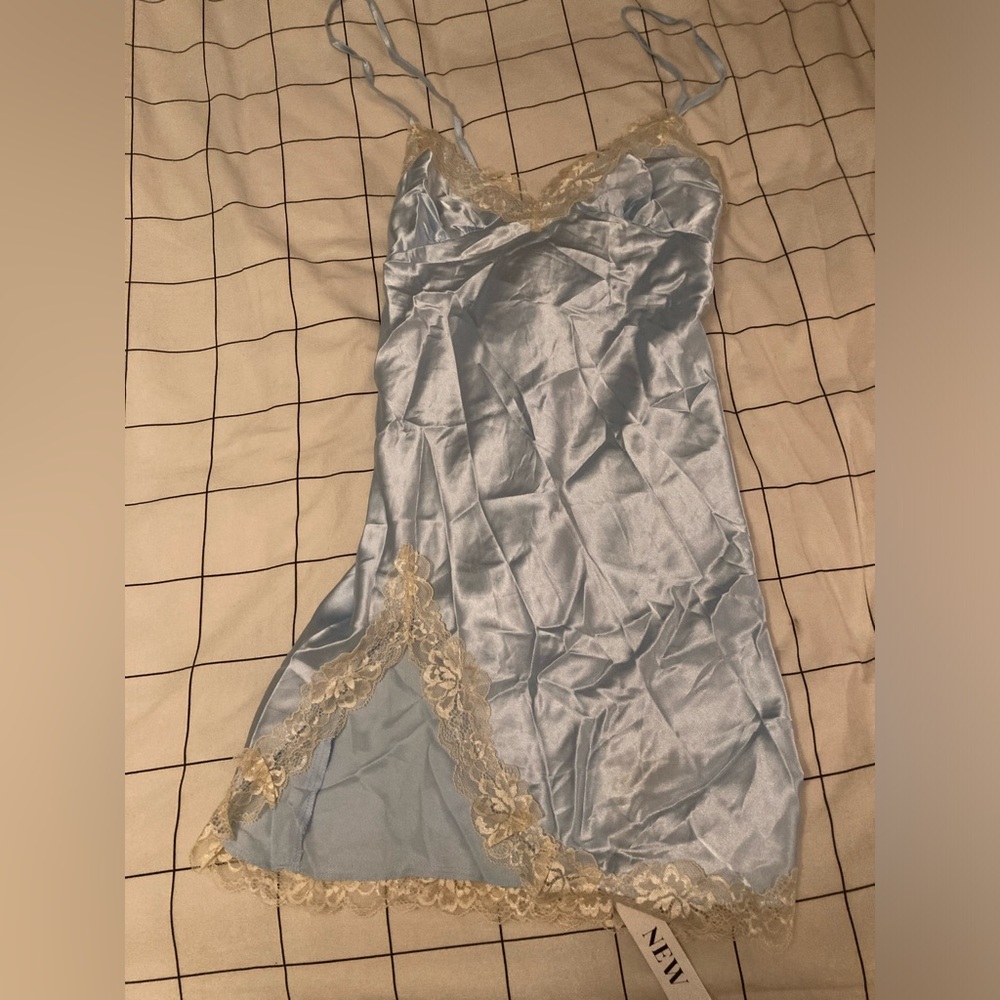 NWT Y2K Babydoll Lace Slip dress Baby blue